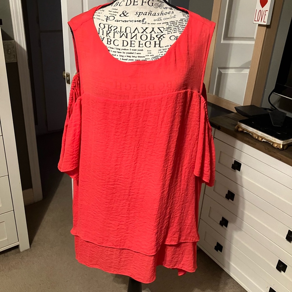 Women's Coral Cold Shoulder Top